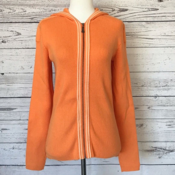 TOMMY HILFIGER Full Zip Orange Sweater Hoodie Size Small - Picture 3 of 9